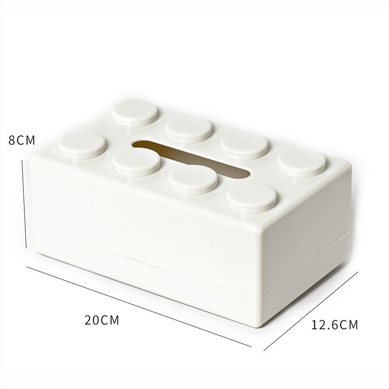 White 2 Pcs Creative Building Block Tissue Box Holder - Wall-Mounted & Desktop Dispenser for Bathroom, Kids Room & Office Decor Tristar Online