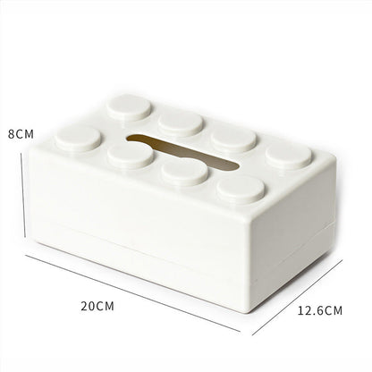 White 2 Pcs Creative Building Block Tissue Box Holder - Wall-Mounted & Desktop Dispenser for Bathroom, Kids Room & Office Decor Tristar Online