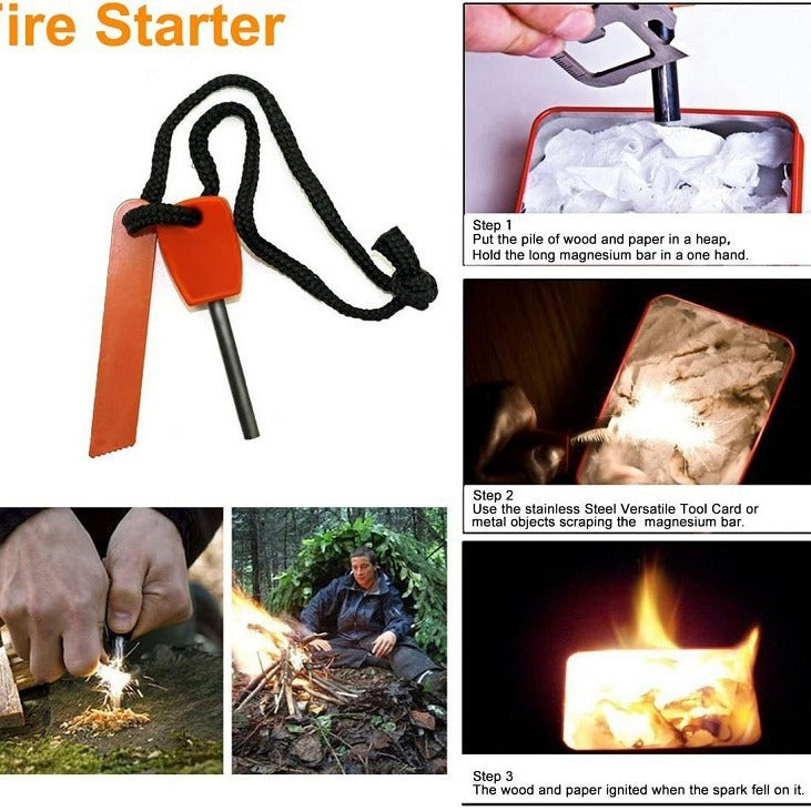 Black 8-in-1 Emergency Survival Kit - Compact Outdoor Gear for Camping, Hiking & Car Tristar Online