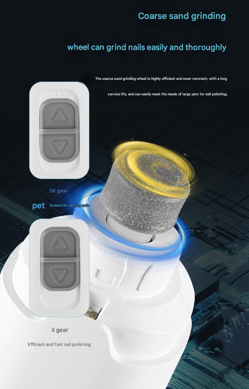 White Quiet Electric Pet Nail Grinder with LED Light - 2-Speed USB-C Rechargeable Trimmer for Dogs & Cats Grooming Tristar Online