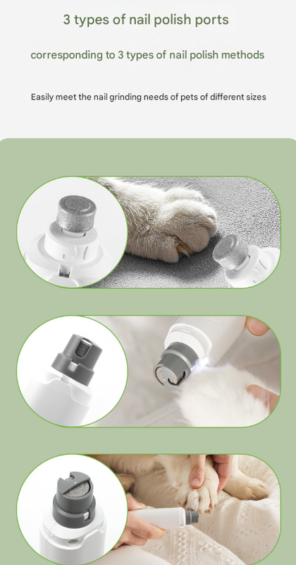 White Quiet Electric Pet Nail Grinder with LED Light - 2-Speed USB-C Rechargeable Trimmer for Dogs & Cats Grooming Tristar Online