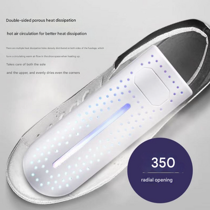 White Portable USB Shoe Dryer & Deodorizer - Constant Temperature Electric Boot Warmer with UV Sanitizer Tristar Online