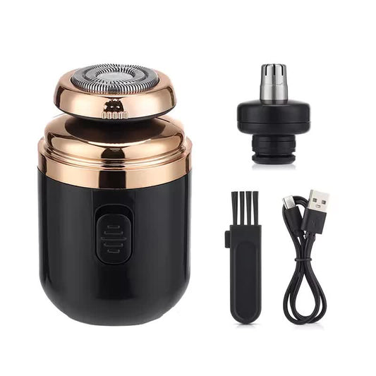 Black Portable Mini Electric Shaver for Men - USB Fast-Charge Travel Razor with Washable Head & Nose Trimmer Attachment Tristar Online