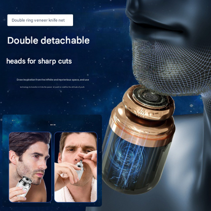 Black Portable Mini Electric Shaver for Men - USB Fast-Charge Travel Razor with Washable Head & Nose Trimmer Attachment Tristar Online