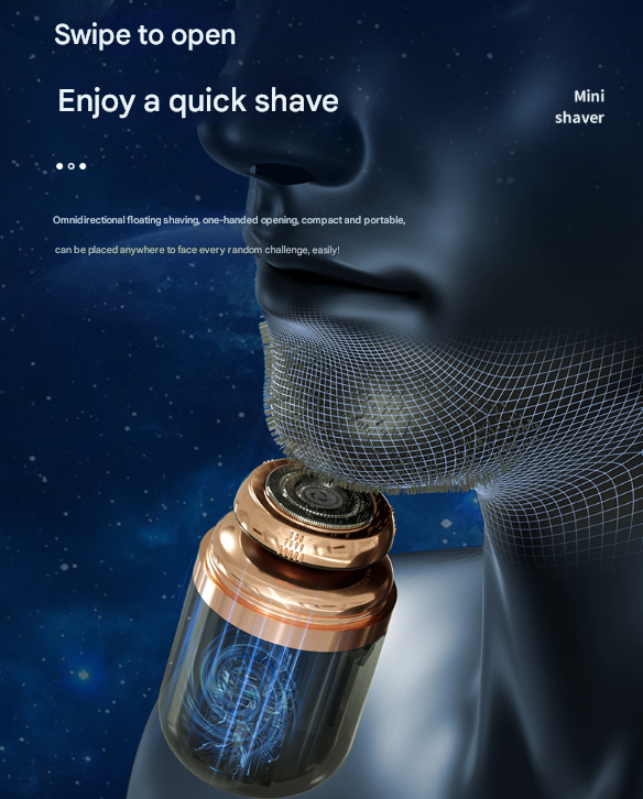 Black Portable Mini Electric Shaver for Men - USB Fast-Charge Travel Razor with Washable Head & Nose Trimmer Attachment Tristar Online