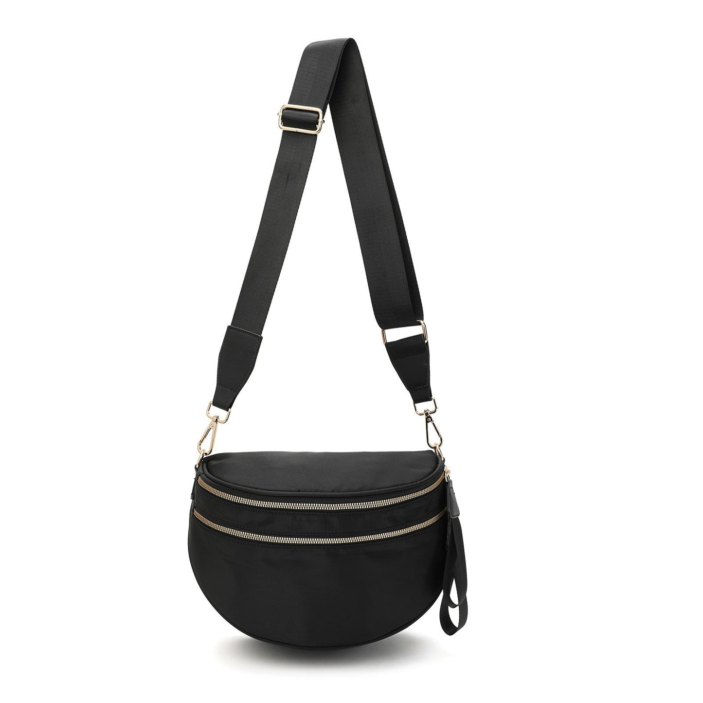 Black Trendy Sling Bag - Women's Crescent Crossbody Purse with Wide Adjustable Strap Tristar Online