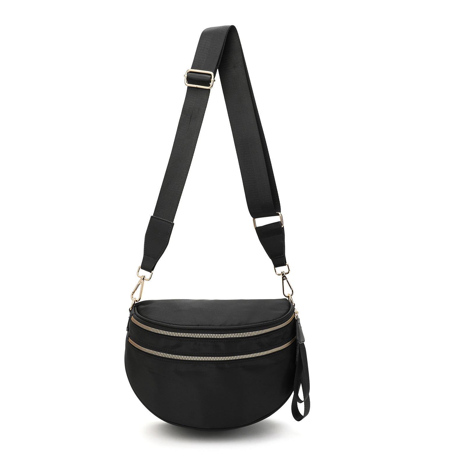 Black Trendy Sling Bag - Women's Crescent Crossbody Purse with Wide Adjustable Strap Tristar Online