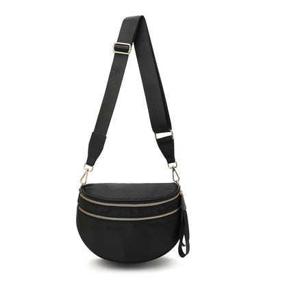 Black Trendy Sling Bag - Women's Crescent Crossbody Purse with Wide Adjustable Strap Tristar Online