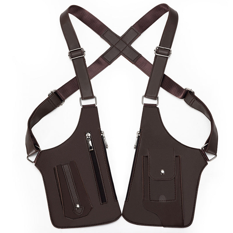 Brown Tactical Underarm Shoulder Holster Bag - Anti-Theft Double Pouch Vest Pack for Men Tristar Online