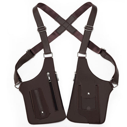 Brown Tactical Underarm Shoulder Holster Bag - Anti-Theft Double Pouch Vest Pack for Men Tristar Online
