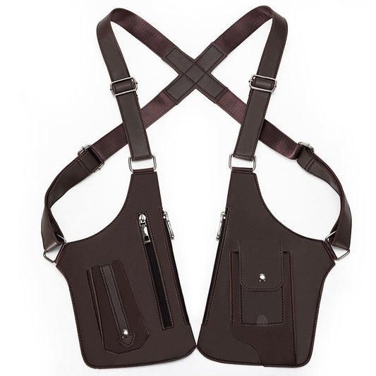 Brown Tactical Underarm Shoulder Holster Bag - Anti-Theft Double Pouch Vest Pack for Men Tristar Online