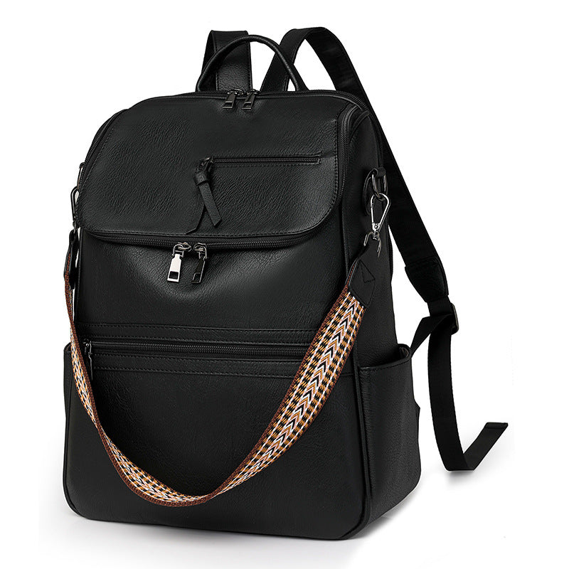 Black Stylish Anti-Theft Backpack for Women - Vintage PU Leather Convertible Rucksack & Shoulder Bag Tristar Online
