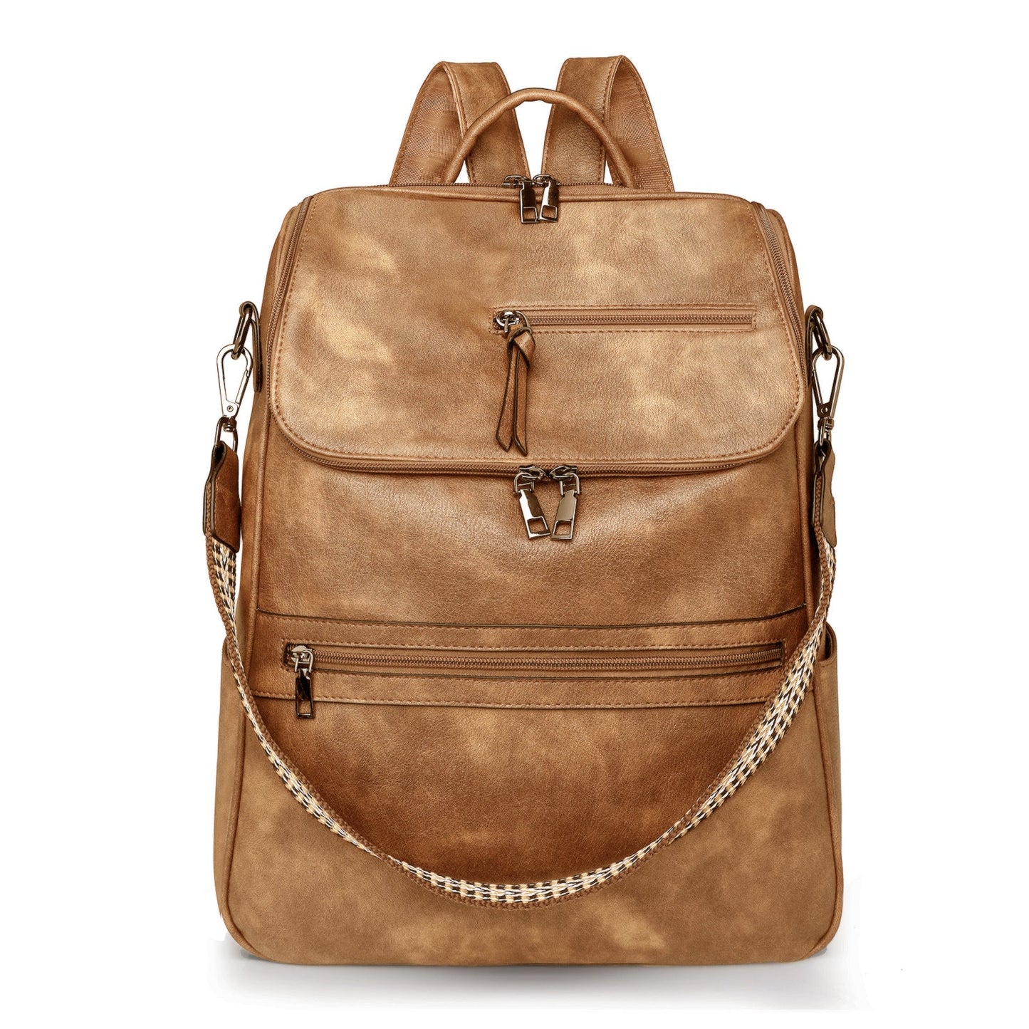 Yellow Stylish Anti-Theft Backpack for Women - Vintage PU Leather Convertible Rucksack & Shoulder Bag Tristar Online