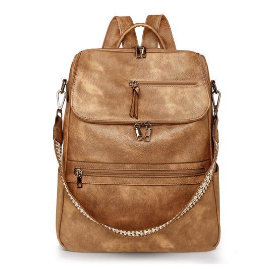 Yellow Stylish Anti-Theft Backpack for Women - Vintage PU Leather Convertible Rucksack & Shoulder Bag Tristar Online