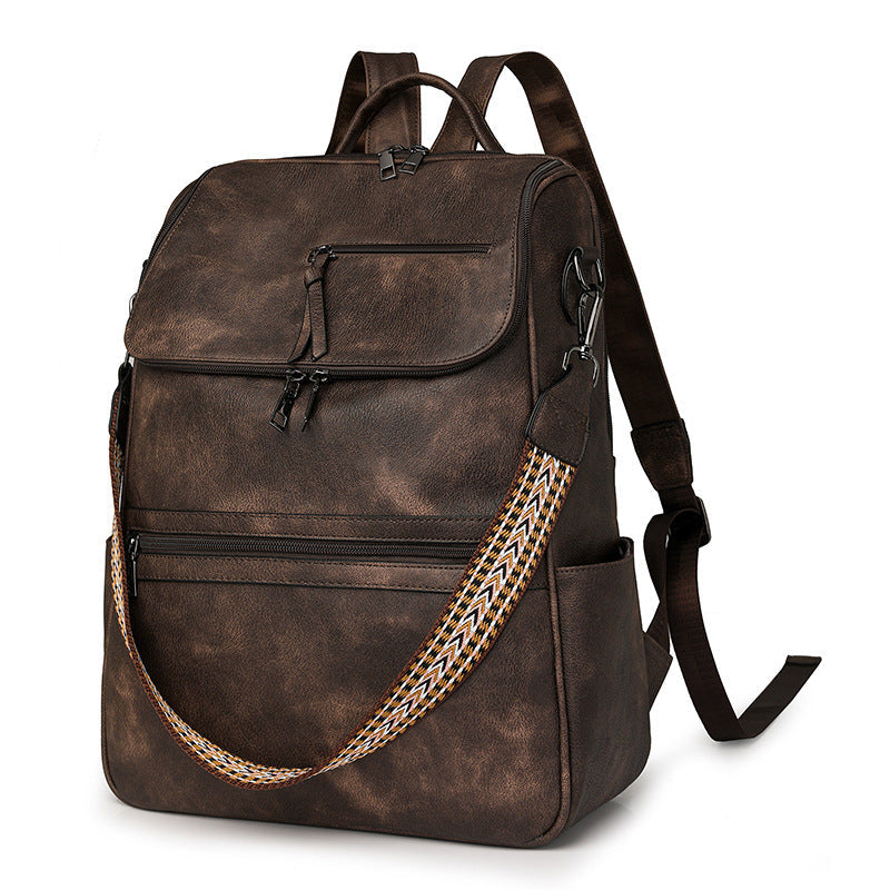 Coffee Stylish Anti-Theft Backpack for Women - Vintage PU Leather Convertible Rucksack & Shoulder Bag Tristar Online