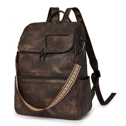Coffee Stylish Anti-Theft Backpack for Women - Vintage PU Leather Convertible Rucksack & Shoulder Bag Tristar Online