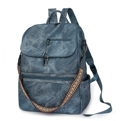 Blue Stylish Anti-Theft Backpack for Women - Vintage PU Leather Convertible Rucksack & Shoulder Bag Tristar Online
