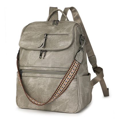 Grey Stylish Anti-Theft Backpack for Women - Vintage PU Leather Convertible Rucksack & Shoulder Bag Tristar Online