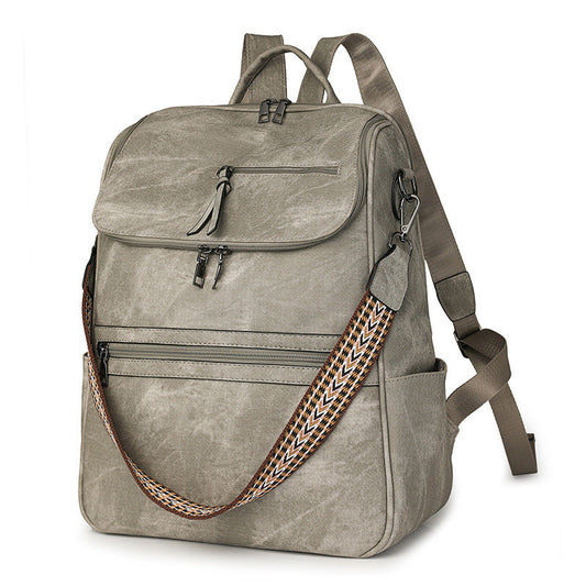 Grey Stylish Anti-Theft Backpack for Women - Vintage PU Leather Convertible Rucksack & Shoulder Bag Tristar Online