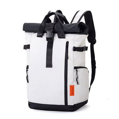 White Urban Explorer Roll-Top Backpack - Water-Resistant Large Capacity Bag for Travel, Work & Laptop Tristar Online
