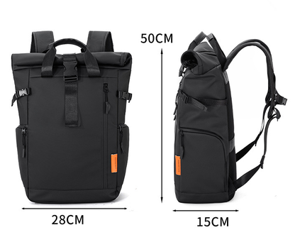 White Urban Explorer Roll-Top Backpack - Water-Resistant Large Capacity Bag for Travel, Work & Laptop Tristar Online