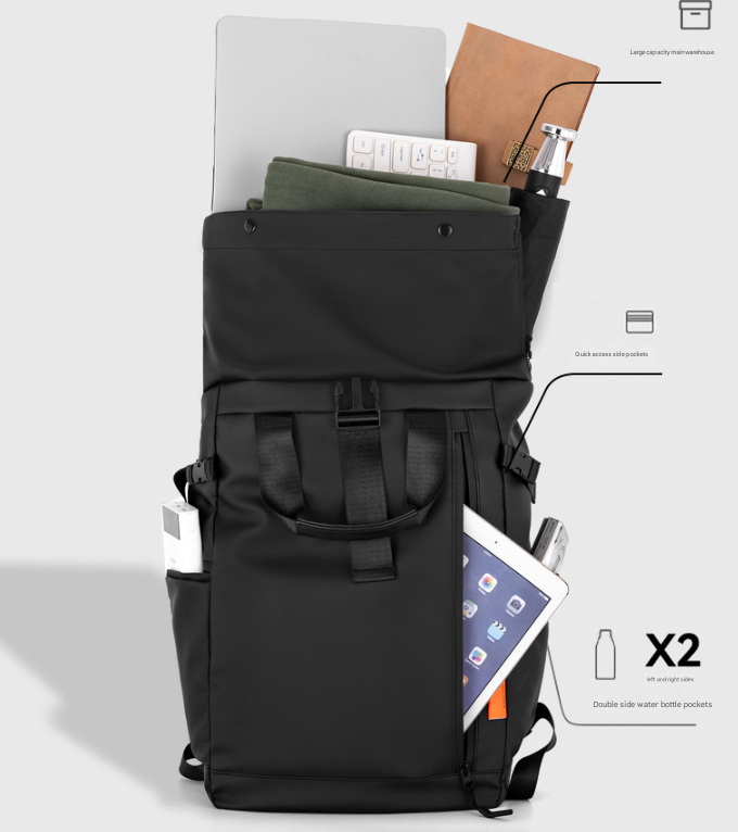 White Urban Explorer Roll-Top Backpack - Water-Resistant Large Capacity Bag for Travel, Work & Laptop Tristar Online
