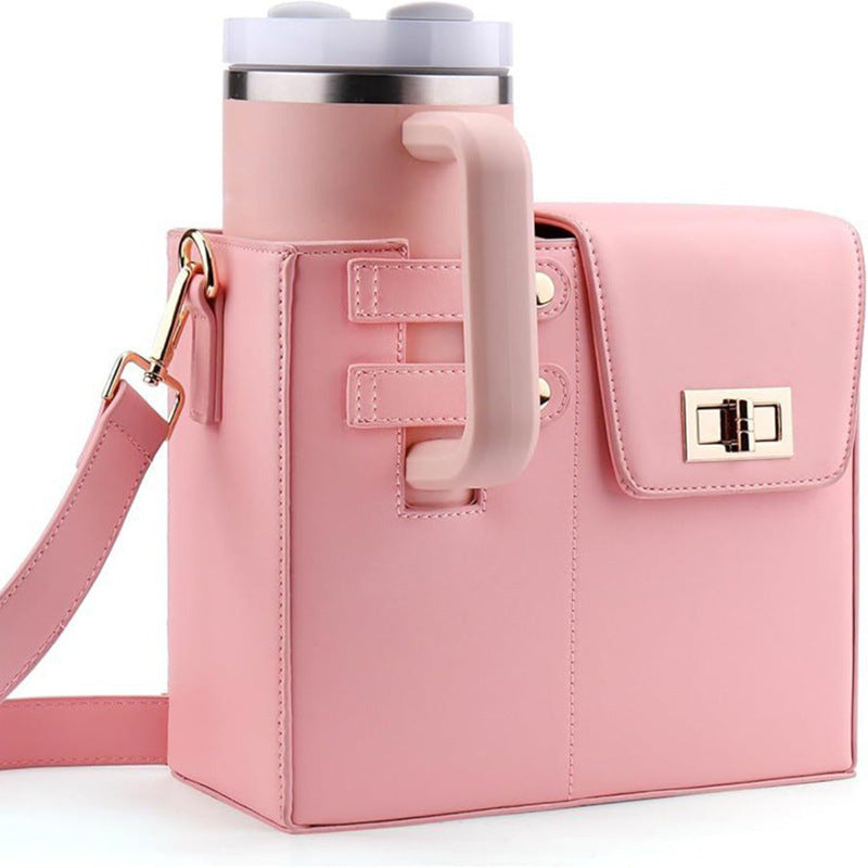 Pink Portable Insulated Water Bottle Carrier Bag with Adjustable Shoulder Strap - Crossbody Drink Holder for Outdoor Activities Tristar Online