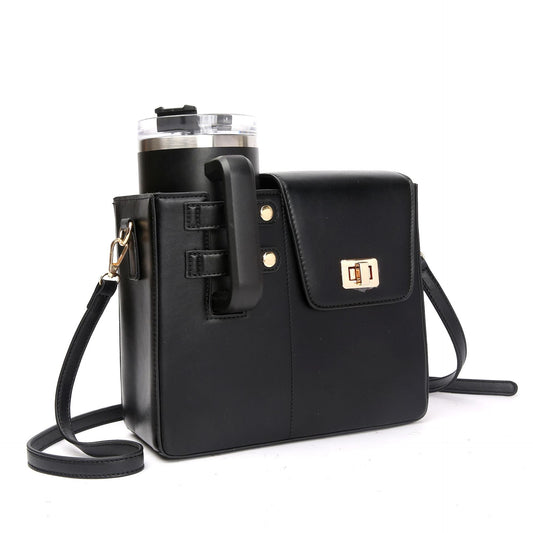 Black Portable Insulated Water Bottle Carrier Bag with Adjustable Shoulder Strap - Crossbody Drink Holder for Outdoor Activities Tristar Online