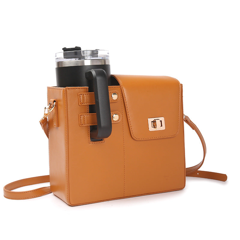 Brown Portable Insulated Water Bottle Carrier Bag with Adjustable Shoulder Strap - Crossbody Drink Holder for Outdoor Activities Tristar Online