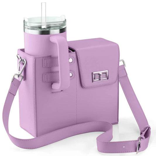 Purple Portable Insulated Water Bottle Carrier Bag with Adjustable Shoulder Strap - Crossbody Drink Holder for Outdoor Activities Tristar Online