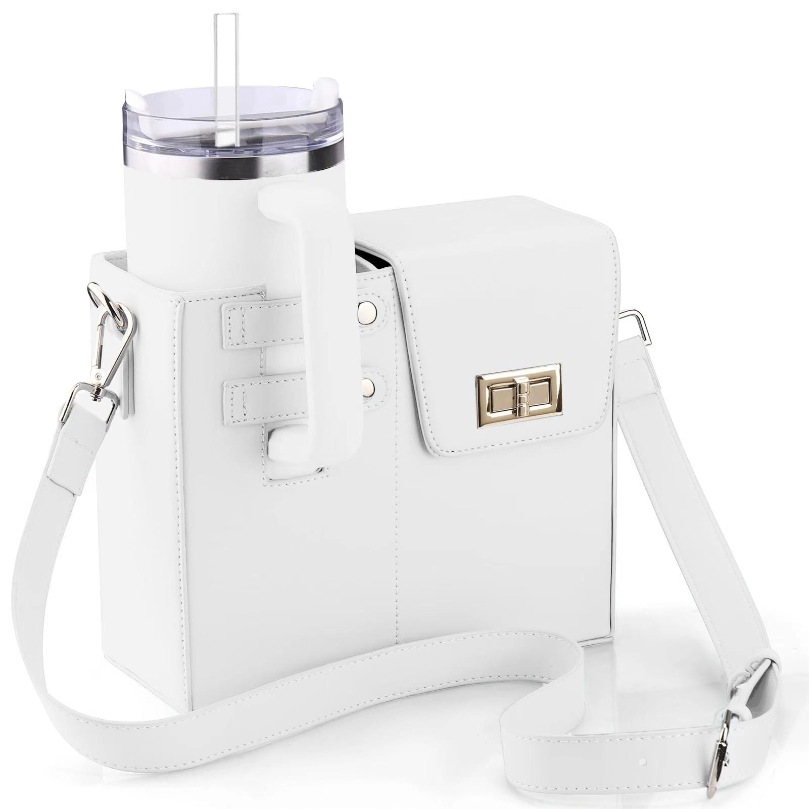 White Portable Insulated Water Bottle Carrier Bag with Adjustable Shoulder Strap - Crossbody Drink Holder for Outdoor Activities Tristar Online