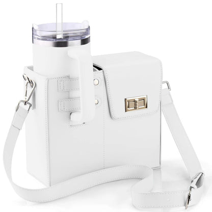 White Portable Insulated Water Bottle Carrier Bag with Adjustable Shoulder Strap - Crossbody Drink Holder for Outdoor Activities Tristar Online