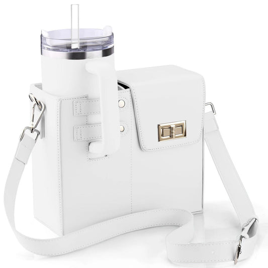White Portable Insulated Water Bottle Carrier Bag with Adjustable Shoulder Strap - Crossbody Drink Holder for Outdoor Activities Tristar Online