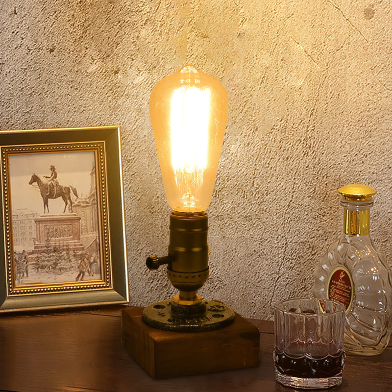 Rustic Industrial Table Lamp Vintage Wooden Base Accent Light Tristar Online