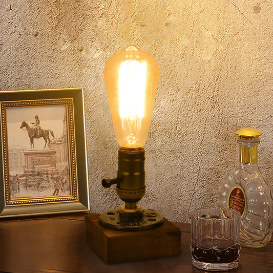 Rustic Industrial Table Lamp Vintage Wooden Base Accent Light Tristar Online