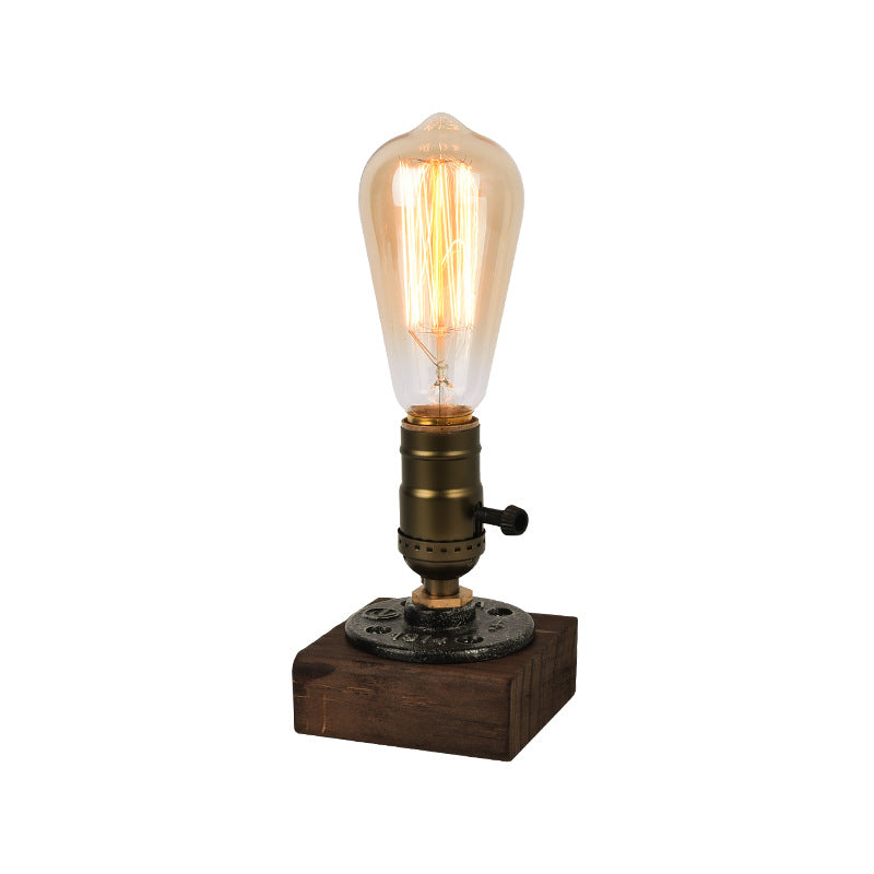 Rustic Industrial Table Lamp Vintage Wooden Base Accent Light Tristar Online