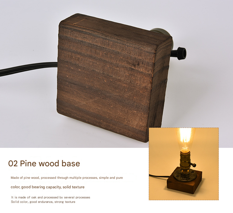 Rustic Industrial Table Lamp Vintage Wooden Base Accent Light Tristar Online