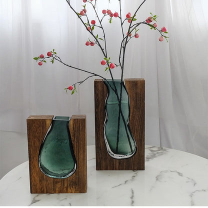Modern Sculptural Wood and Glass Vase for Home Decor Tristar Online