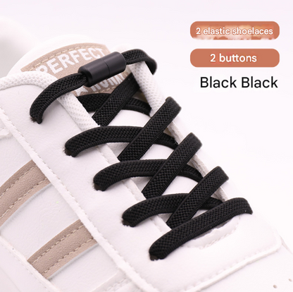 Black No-Tie Elastic Shoelaces with Quick Lock System - Flat Tieless Laces for Kids and Adults Tristar Online