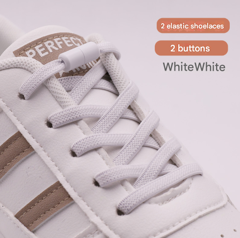 White No-Tie Elastic Shoelaces with Quick Lock System - Flat Tieless Laces for Kids and Adults Tristar Online
