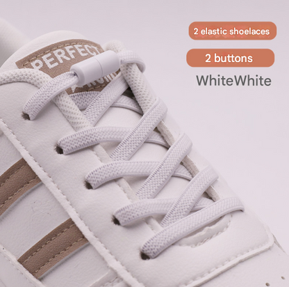 White No-Tie Elastic Shoelaces with Quick Lock System - Flat Tieless Laces for Kids and Adults Tristar Online