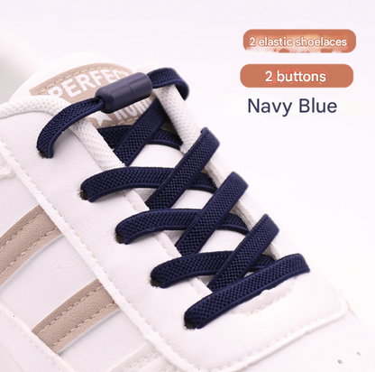 Navy Blue No-Tie Elastic Shoelaces with Quick Lock System - Flat Tieless Laces for Kids and Adults Tristar Online
