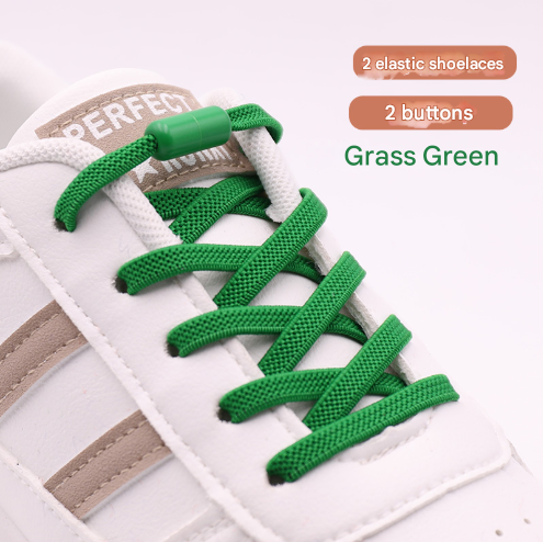 Green No-Tie Elastic Shoelaces with Quick Lock System - Flat Tieless Laces for Kids and Adults Tristar Online