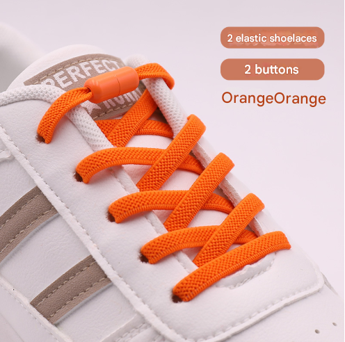 Orange No-Tie Elastic Shoelaces with Quick Lock System - Flat Tieless Laces for Kids and Adults Tristar Online