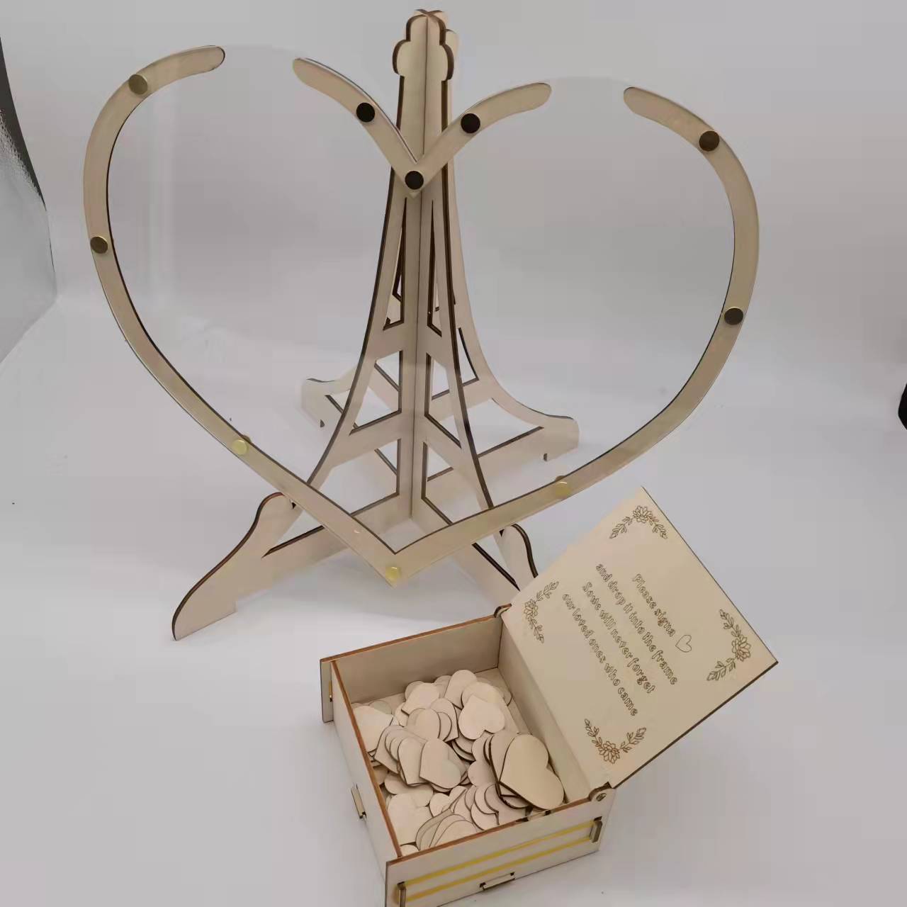 Rustic Wooden Heart Drop Box Guest Book - Eiffel Tower Frame for Wedding Signatures Tristar Online