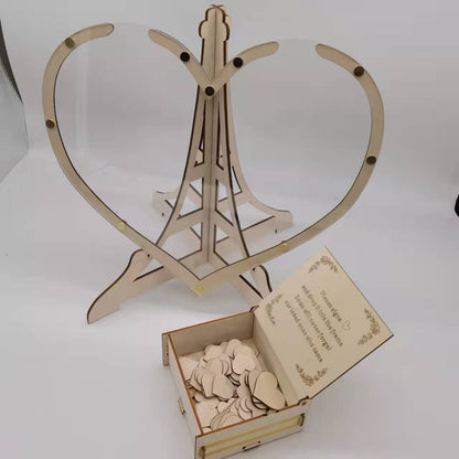 Rustic Wooden Heart Drop Box Guest Book - Eiffel Tower Frame for Wedding Signatures Tristar Online