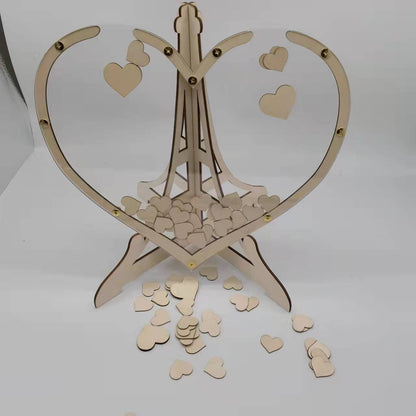 Rustic Wooden Heart Drop Box Guest Book - Eiffel Tower Frame for Wedding Signatures Tristar Online