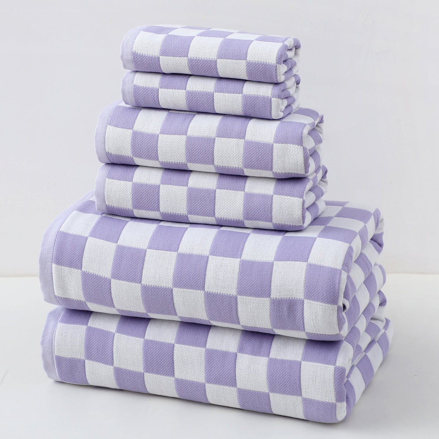 Purple Ultra-Soft 100% Cotton Gauze 6-Piece Towel Set | Absorbent & Quick-Dry Bath Towel Tristar Online