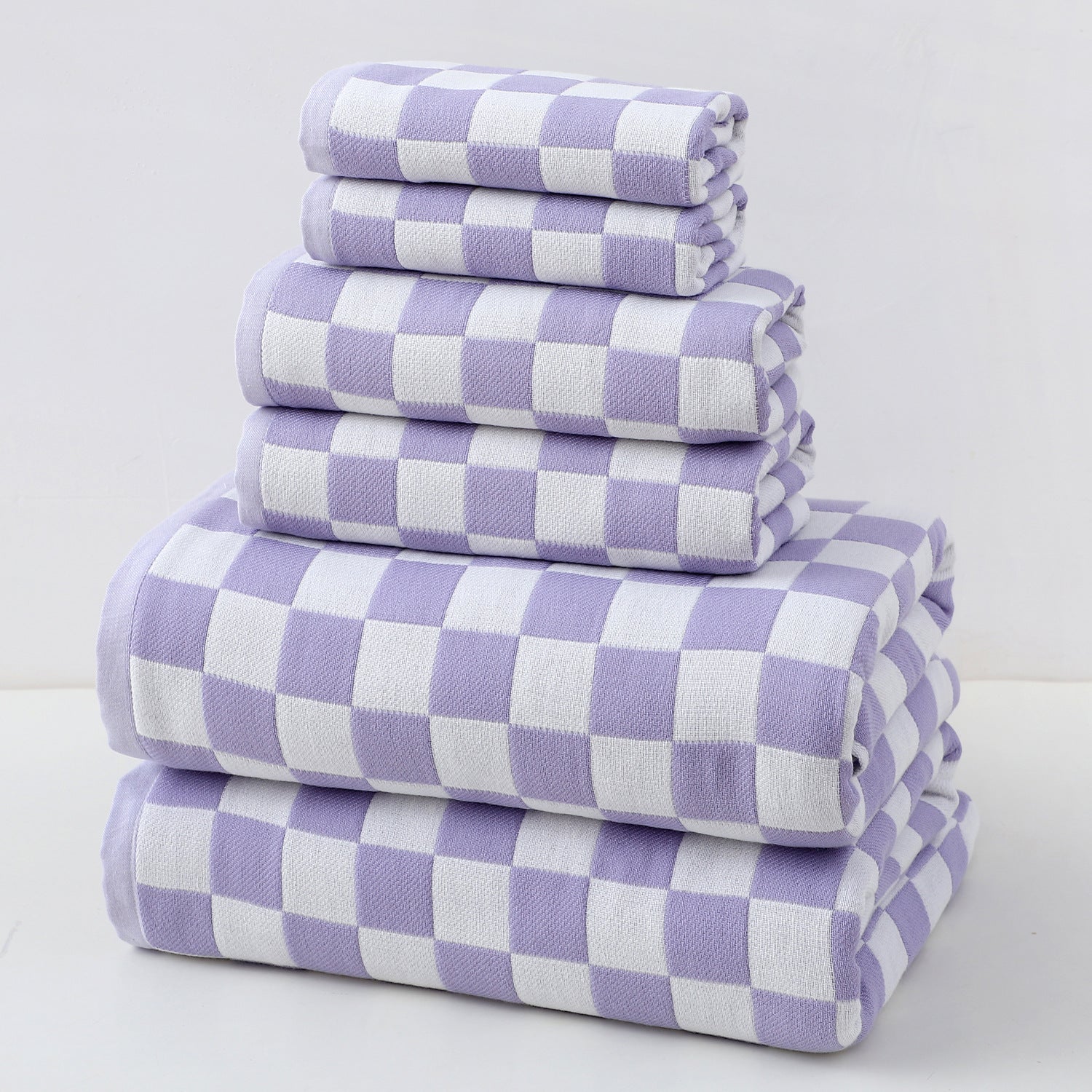 Purple Ultra-Soft 100% Cotton Gauze 6-Piece Towel Set | Absorbent & Quick-Dry Bath Towel Tristar Online