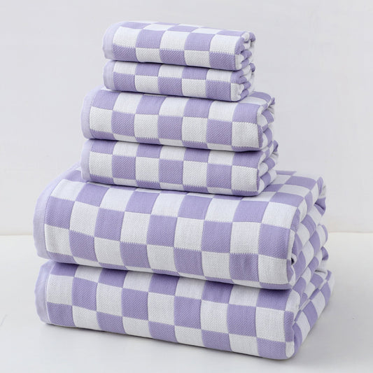 Purple Ultra-Soft 100% Cotton Gauze 6-Piece Towel Set | Absorbent & Quick-Dry Bath Towel Tristar Online
